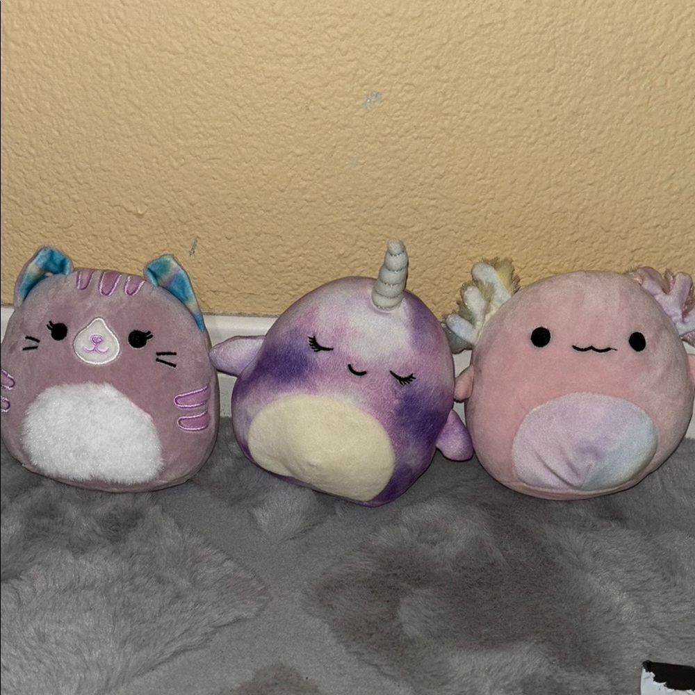 Squishmallow set - Purple, Pink, and White
